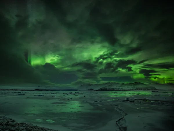 Aurora Over Jokulsarlon - Iceland